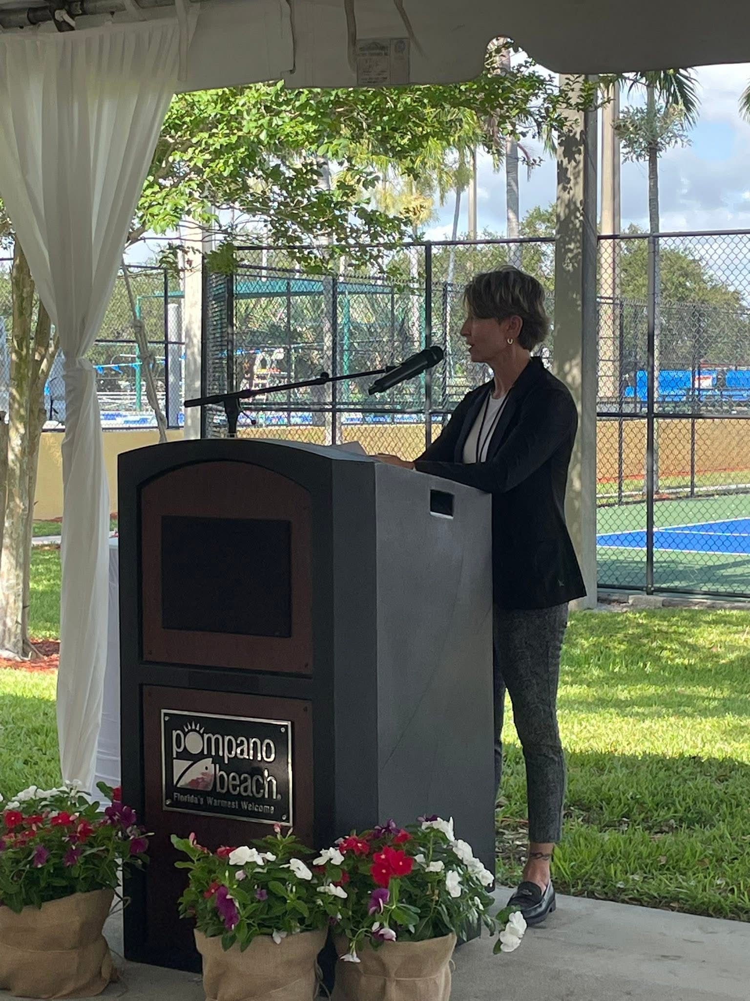 Pompano Beach, FL STEM TechRec Center Ribbon Cutting Event May 2025 City Senior Staff Member Speaking